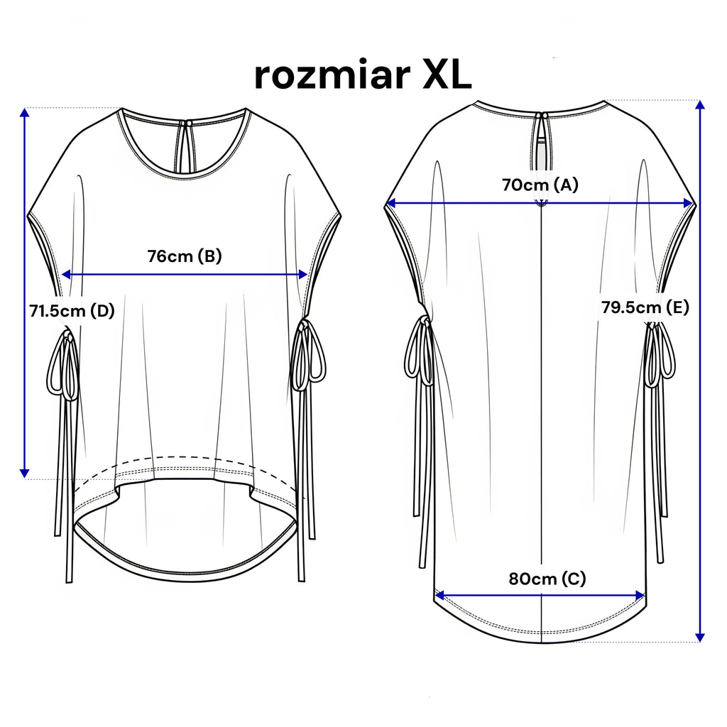 Asymetrická oversized blůza s vázáním - volný střih a dekorativní detaily. Barva Černá
