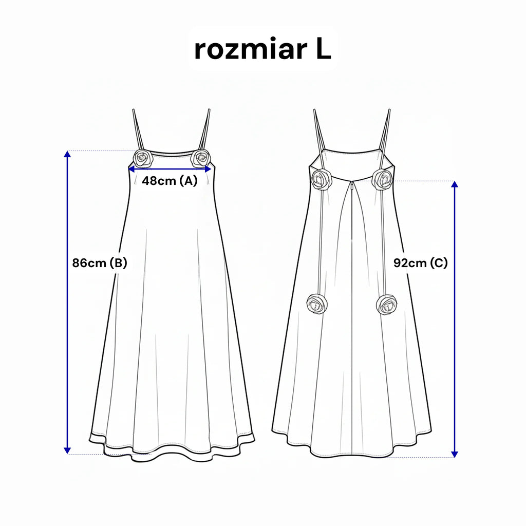 Šaty na ramínkách s růžemi - rozšířené s kontrafaldou a kapsami. Barva Bledě modrá