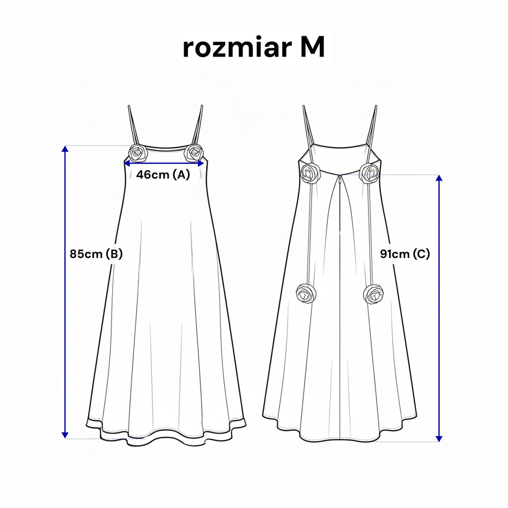 Šaty na ramínkách s růžemi - rozšířené s kontrafaldou a kapsami. Barva Bledě modrá