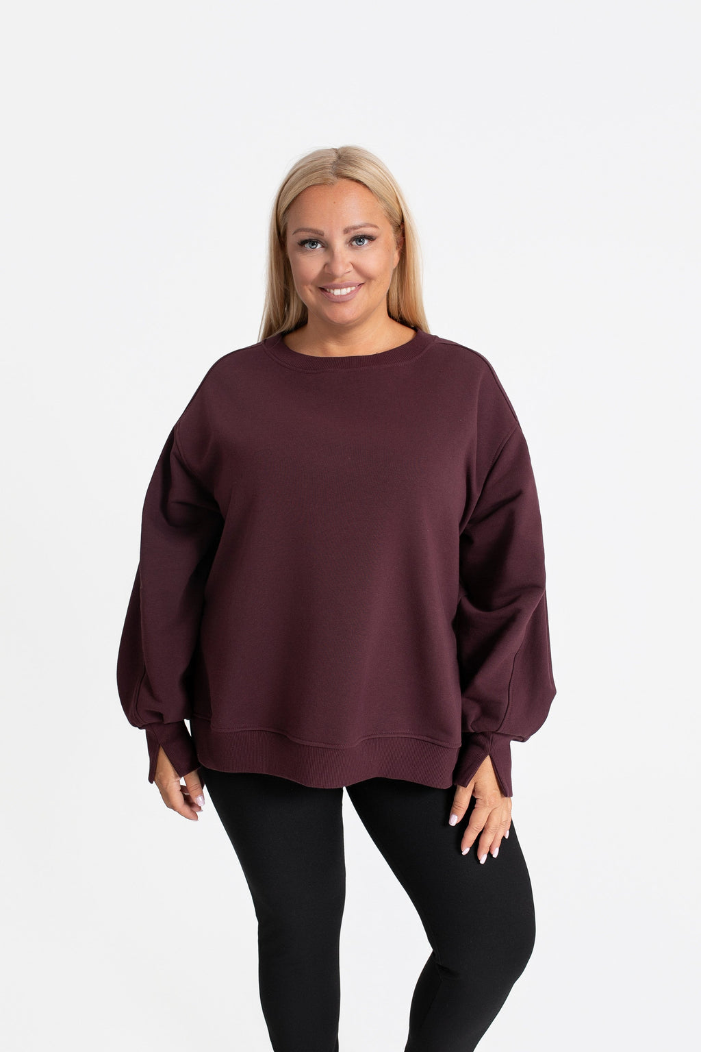 MIRA Bluza dresowa damska z bawełny. Kolor Burgundowy