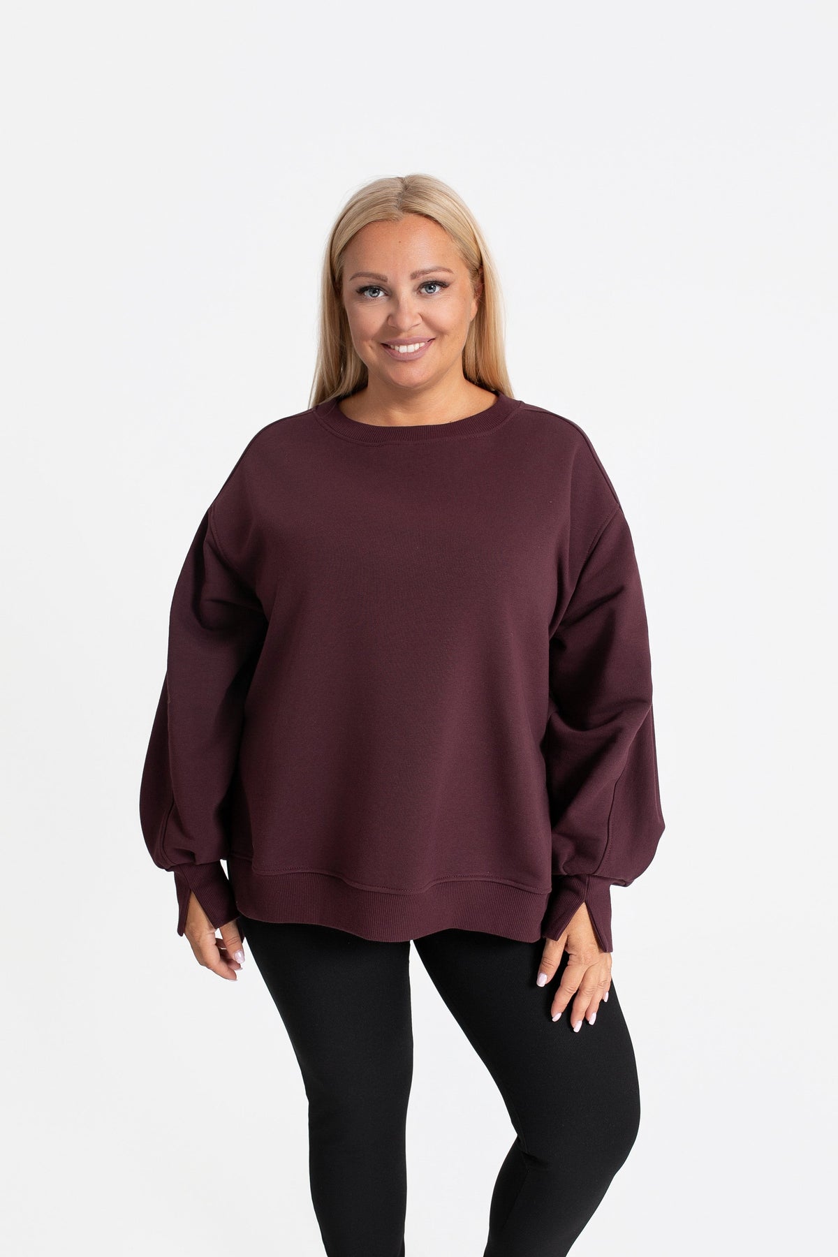 MIRA Bluza dresowa damska z bawełny. Kolor Burgundowy