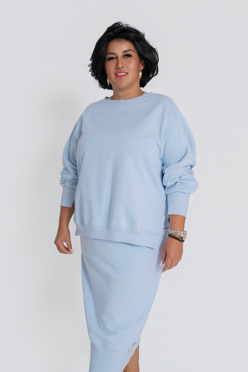 MIRA Bluza dresowa damska z bawełny. Kolor Błękitny