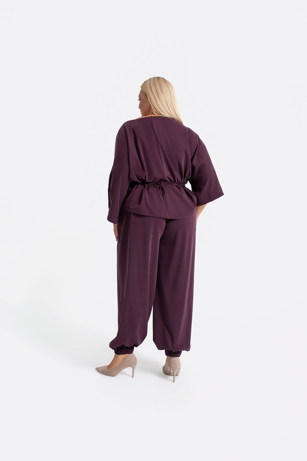 PLUMA Bluzka damska kimono z wiązaniem. Kolor Czarny