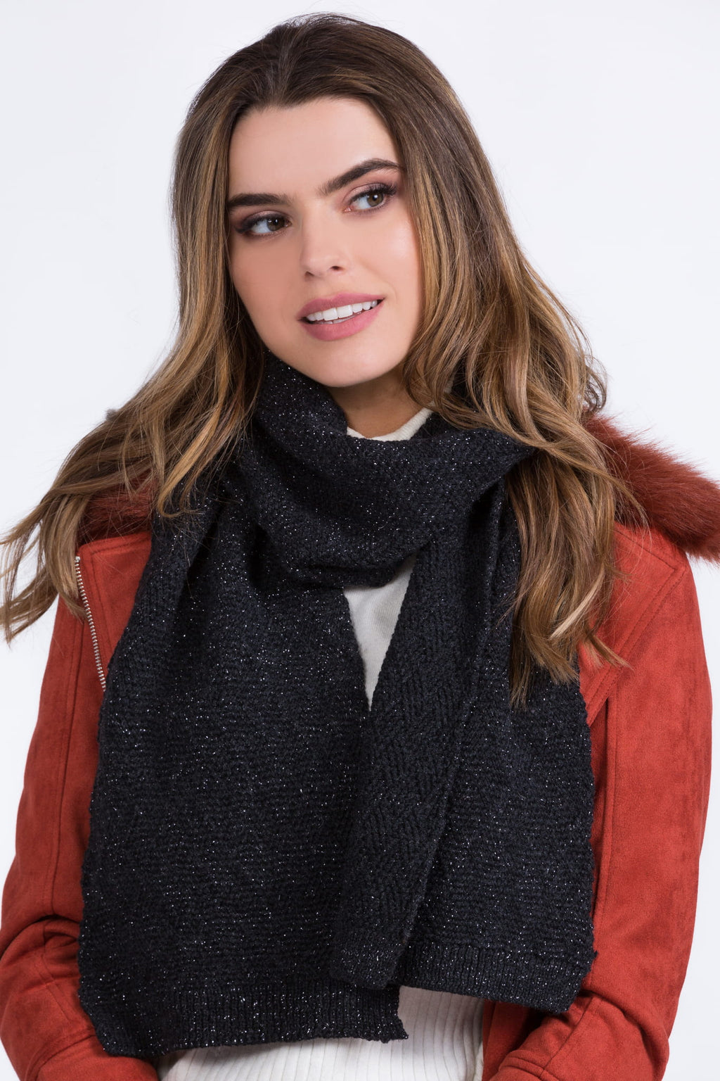 Szalik Damski, Model: Ibiza-Szalik, Kolor: grafitowy, Skład materiału: 70% Meryno Wełna; 30% Poliakryl (Szalik Damski, zdjęcie 2)