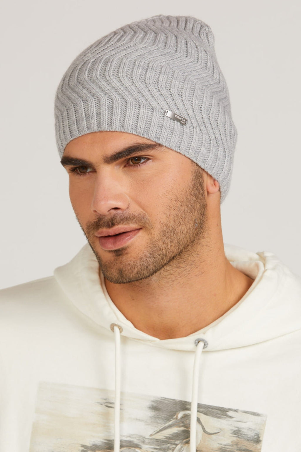 Czapka Męska, Model: Ares, Kolor: szary, Skład materiału: 70% Wełna; 30% Akryl, Rozmiar: Uniwersalny (54-62) (Czapka Męska, zdjęcie 5)