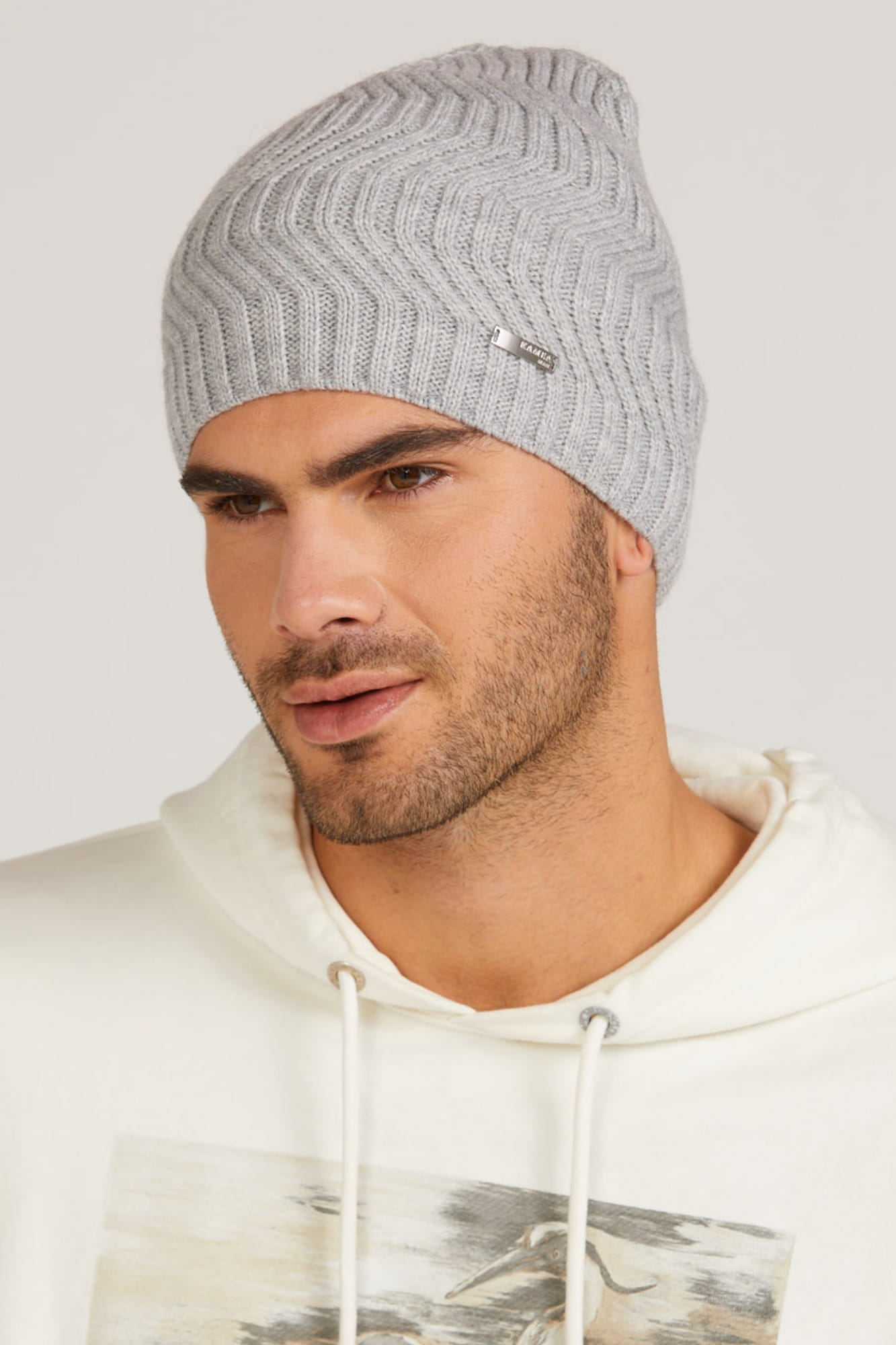 Czapka Męska, Model: Ares, Kolor: szary, Skład materiału: 70% Wełna; 30% Akryl, Rozmiar: Uniwersalny (54-62) (Czapka Męska, zdjęcie 5)