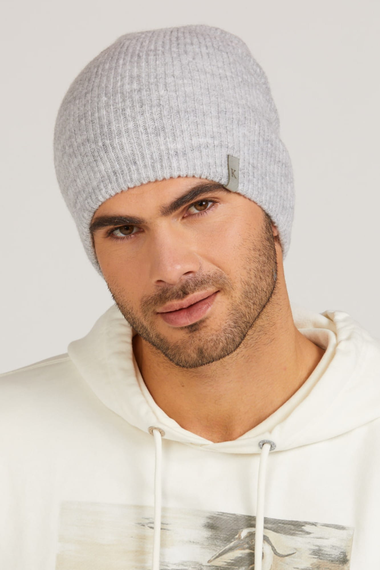 Czapka Męska, Model: Orazio, Kolor: szary, Skład materiału: 32% Poliakryl; 27% Poliamid; 26% Bawełna; 14% Wełna; 1% Elastan, Przeznaczenie: Jesień/Zima, Rozmiar: Uniwersalny (54-62) (Czapka Męska, zdjęcie 6)