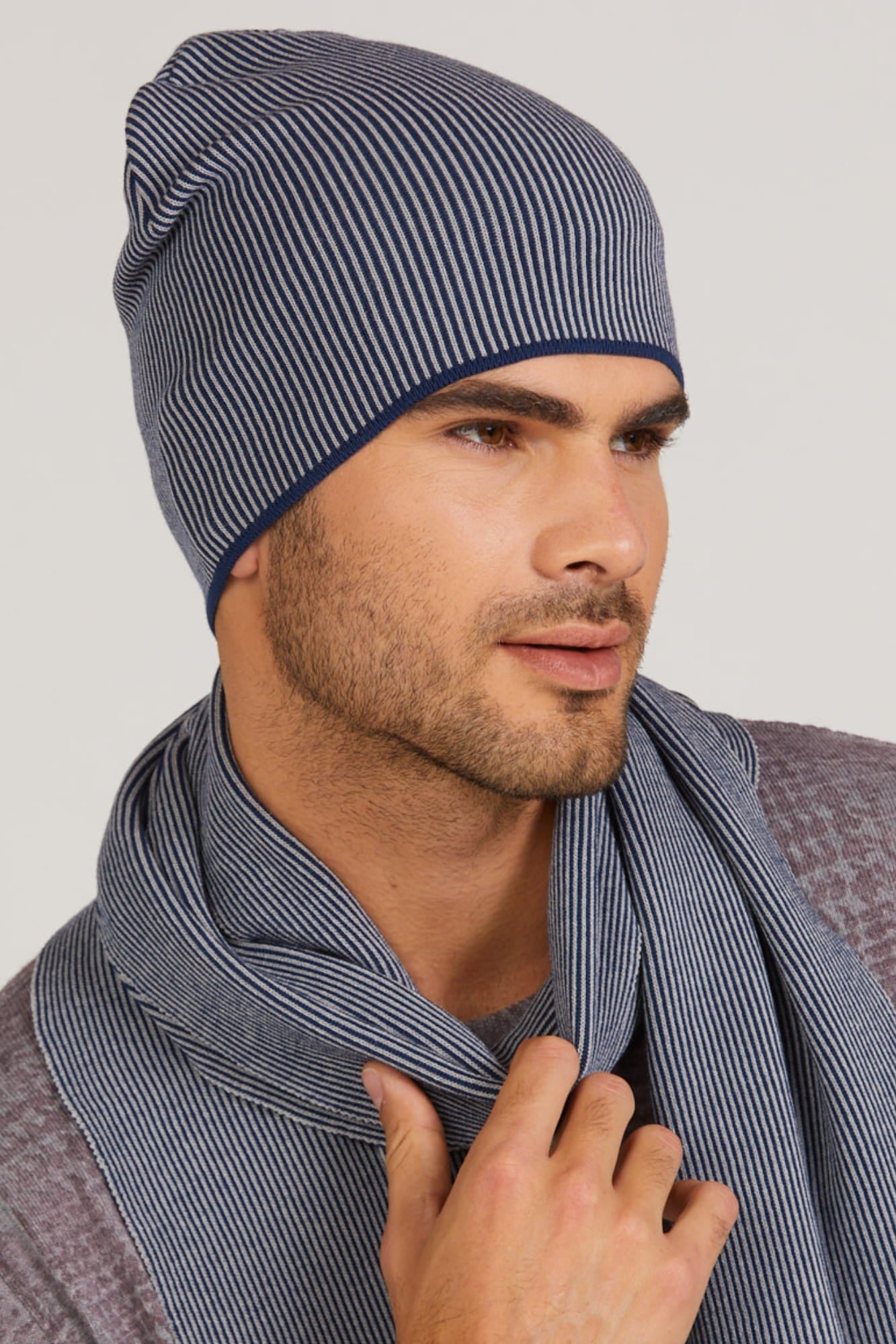 Czapka Męska, Model: Pepito, Kolor: jeansowy, Skład materiału: 97% Wiskoza; 3% Elastan, Rozmiar: Uniwersalny (54-62) (Czapka Męska, zdjęcie 2)