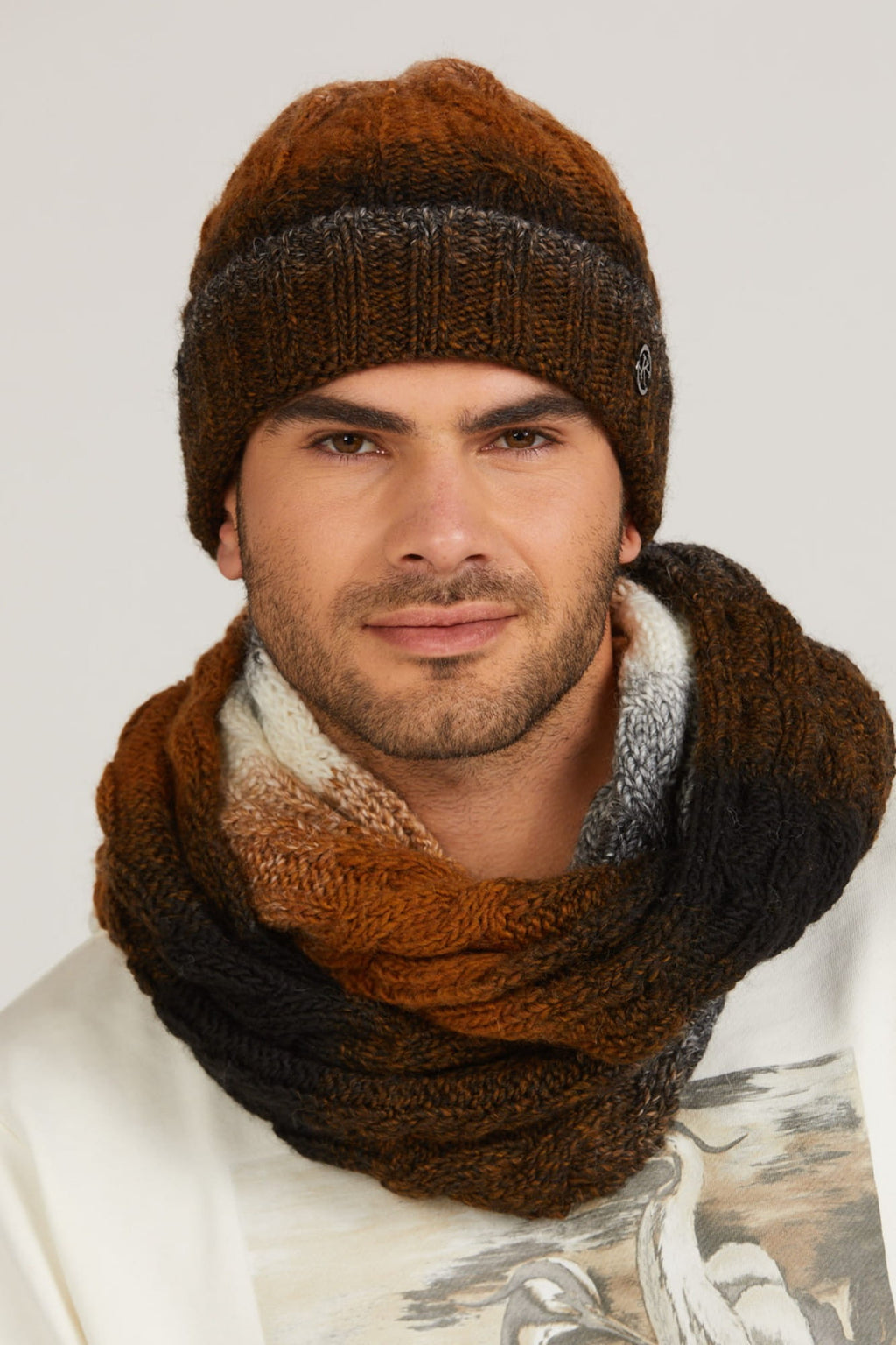 Czapka męska ROSARIO w kolorze rudym, idealna na chłodne dni, z polarową podszewką | KAMEA | Spironik.pl