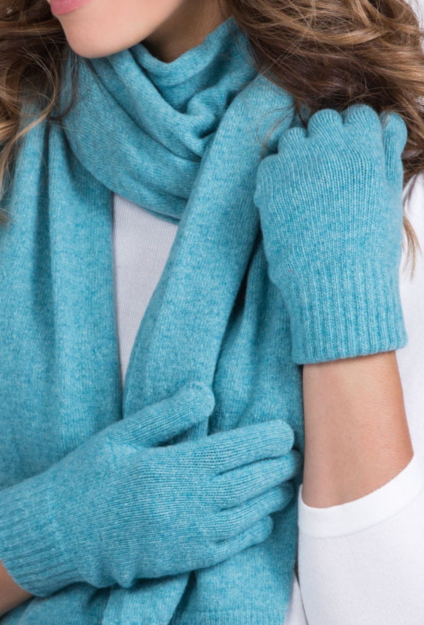 Rękawiczki, Model: Rękawiczki*01, Kolor: turkusowy, Skład materiału: 80% Wełna; 20% Poliamid, Rozmiar: Uniwersalny (Rękawiczki, zdjęcie 3)