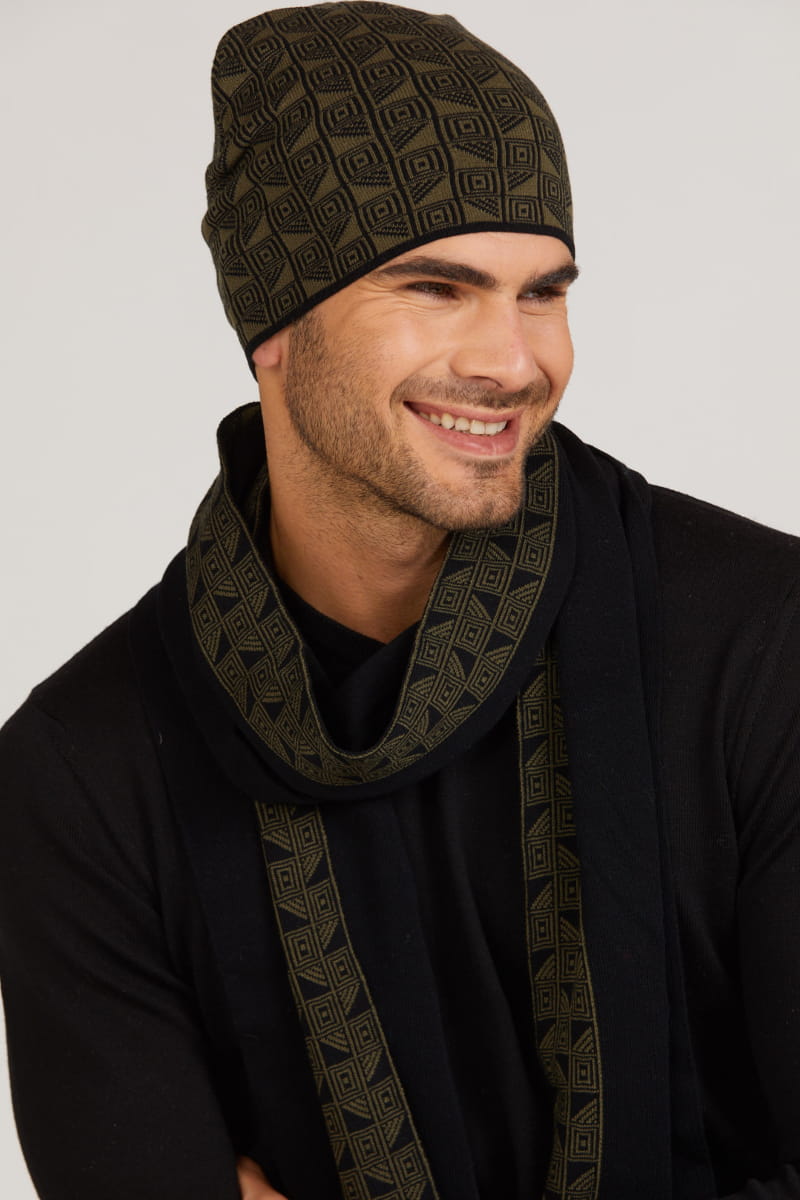 Czapka Męska, Model: Rafael, Kolor: khaki, Skład materiału: 97% Wiskoza; 3% Elastan, Rozmiar: Uniwersalny (54-62) (Czapka Męska, zdjęcie 2)