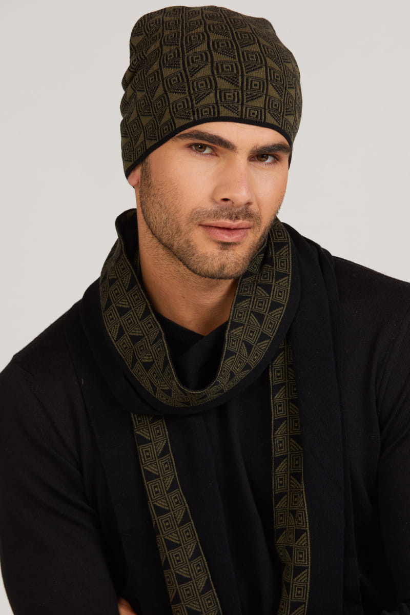 Czapka Męska, Model: Rafael, Kolor: khaki, Skład materiału: 97% Wiskoza; 3% Elastan, Rozmiar: Uniwersalny (54-62) (Czapka Męska, zdjęcie 3)