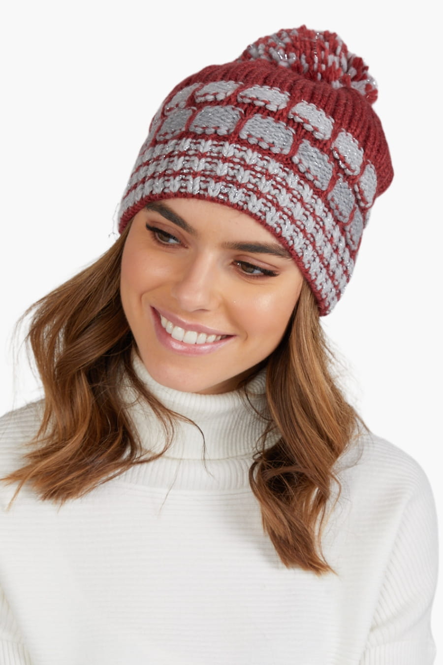 Czapka Damska, Model: Amanda, Kolor: czerwony, Skład materiału: 30% Wełna; 30% Akryl; 20% Alpaka; 20% Moher, Przeznaczenie: Jesień/Zima, Rozmiar: Uniwersalny (54-60) (Czapka Damska, zdjęcie 2)