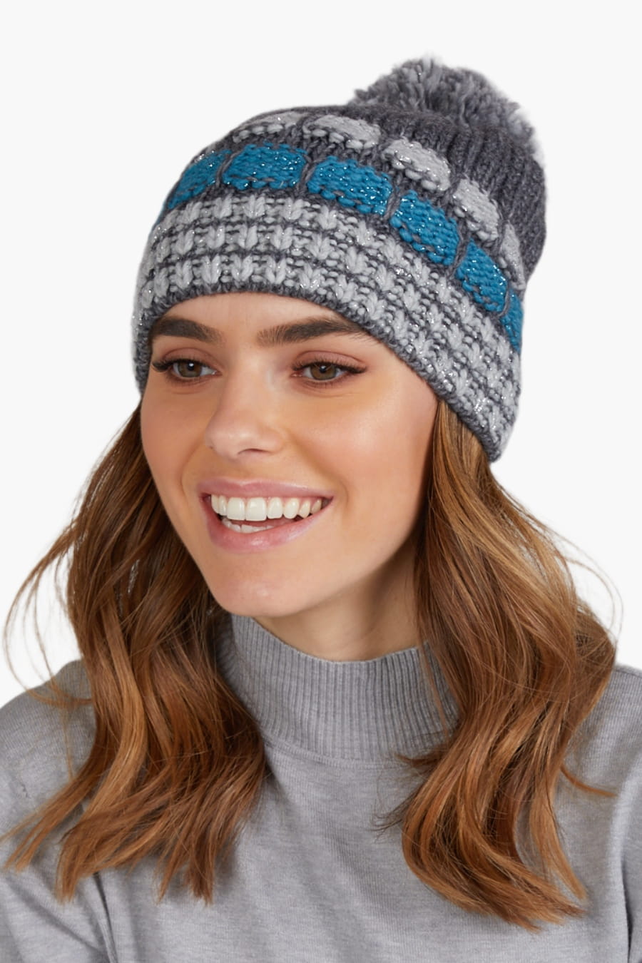 Czapka AMANDA w grafitowo-niebieskim odcieniu, idealna na chłodne dni | KAMEA | Spironik.pl