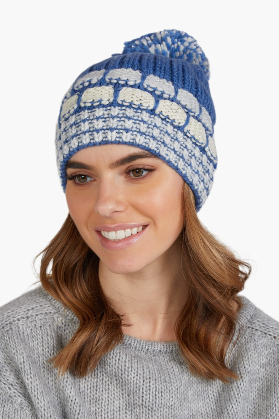 Czapka Damska, Model: Amanda, Kolor: niebieski, Skład materiału: 30% Wełna; 30% Akryl; 20% Alpaka; 20% Moher, Przeznaczenie: Jesień/Zima, Rozmiar: Uniwersalny (54-60) (Czapka Damska, zdjęcie 4)