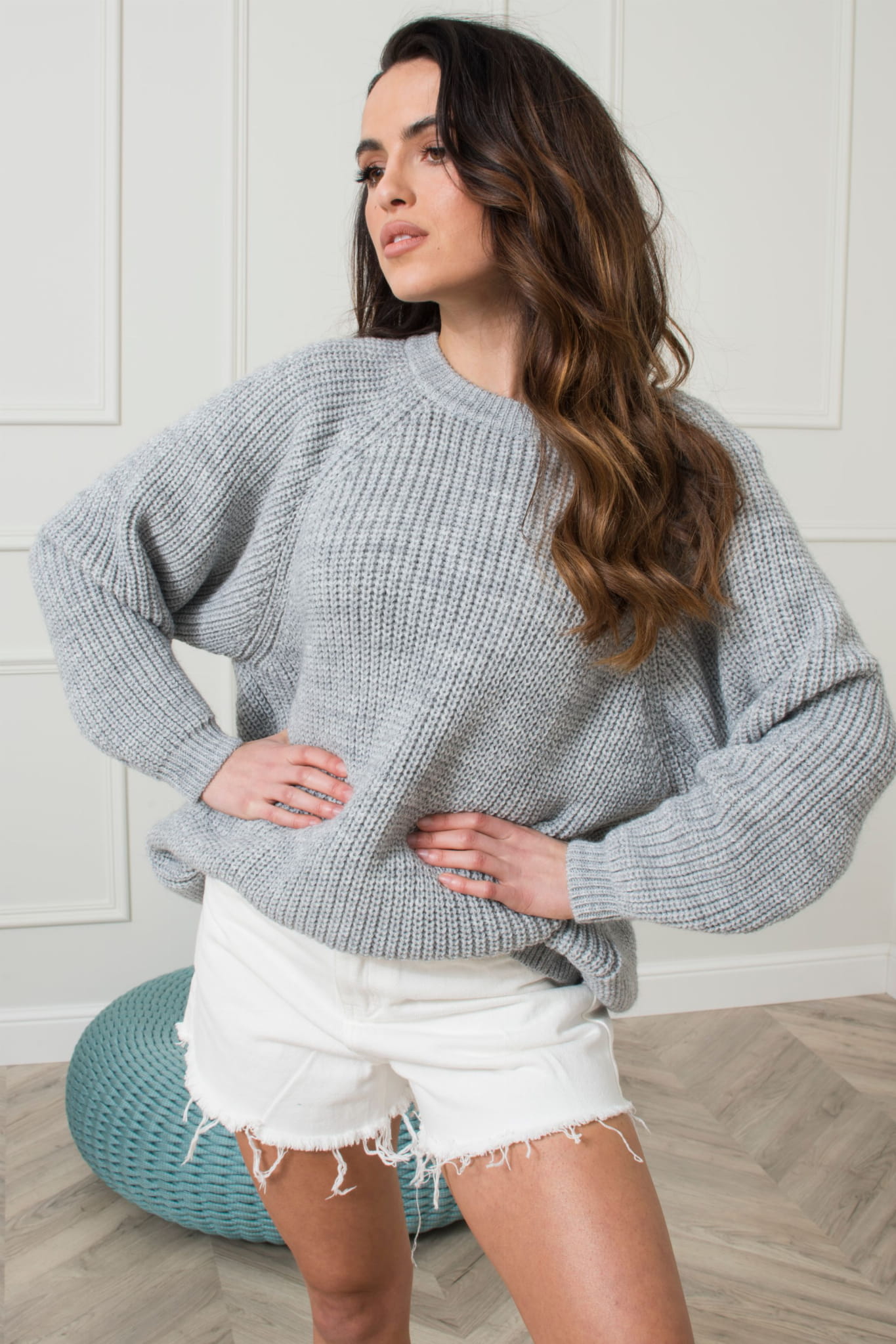 Sweter Damski, Model: Rosalia, Kolor: jasny szary, Skład materiału: 50% Akryl; 30% Wełna; 10% Wiskoza; 10% Alpaka (Sweter Damski, zdjęcie 4)