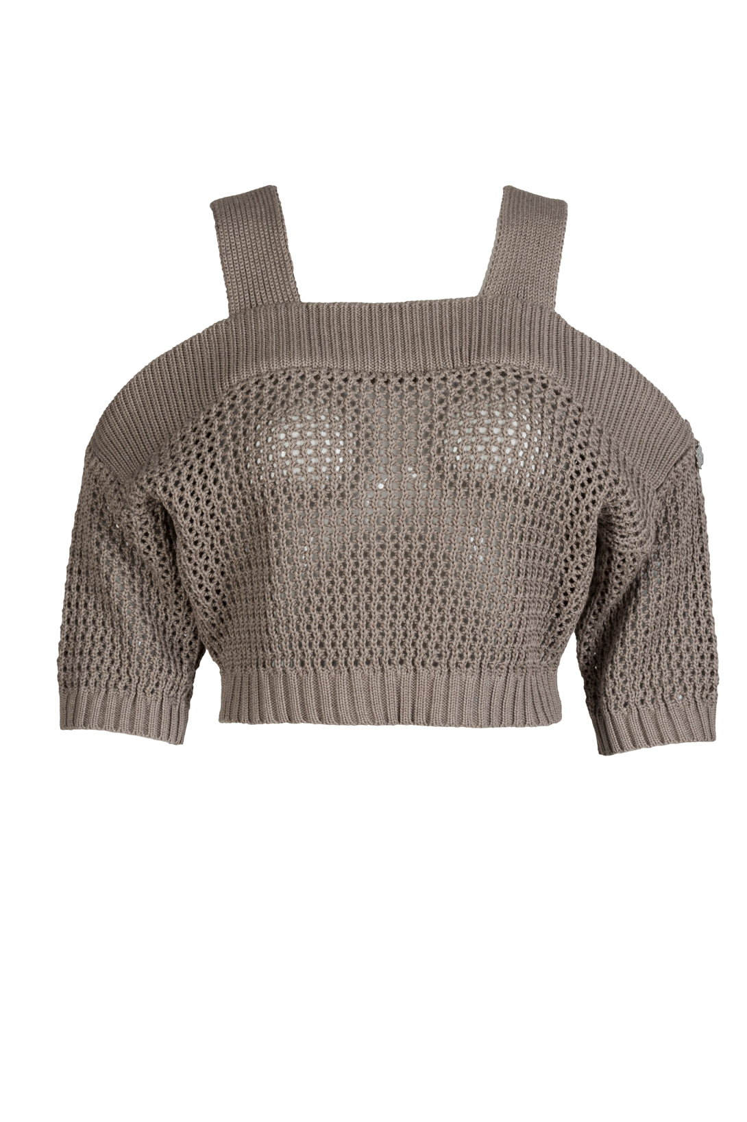 Top Damski, Model: Aurora, Kolor: ciemny beżowy, Skład materiału: 50% Bawełna ; 50% Akryl (Top Damski, zdjęcie 2)