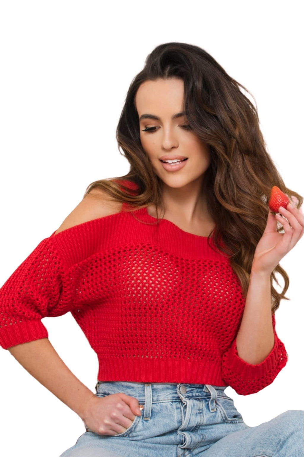 Top Damski, Model: Aurora, Kolor: czerwony, Skład materiału: 50% Bawełna ; 50% Akryl