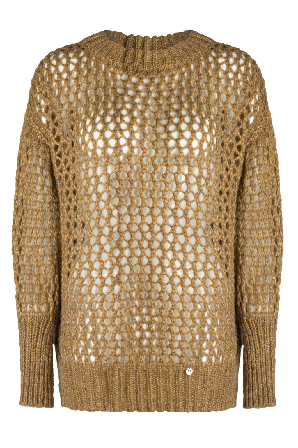 Sweter Damski, Model: Malika-Sweter, Kolor: ciemny beżowy, Skład materiału: 32% Polyamid; 19% Poliester; 19% Merynos Wełna; 15% Wiskoza; 15% Kid Moher (Sweter Damski, zdjęcie 4)