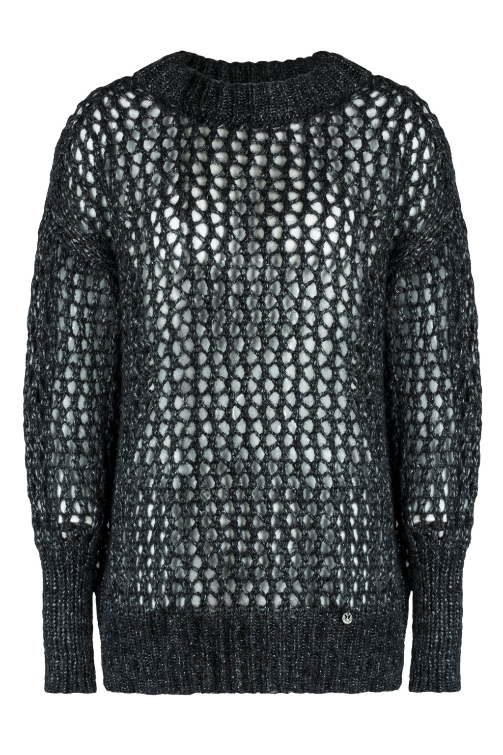 Sweter Damski, Model: Malika-Sweter, Kolor: grafitowy, Skład materiału: 32% Polyamid; 19% Poliester; 19% Merynos Wełna; 15% Wiskoza; 15% Kid Moher (Sweter Damski, zdjęcie 3)