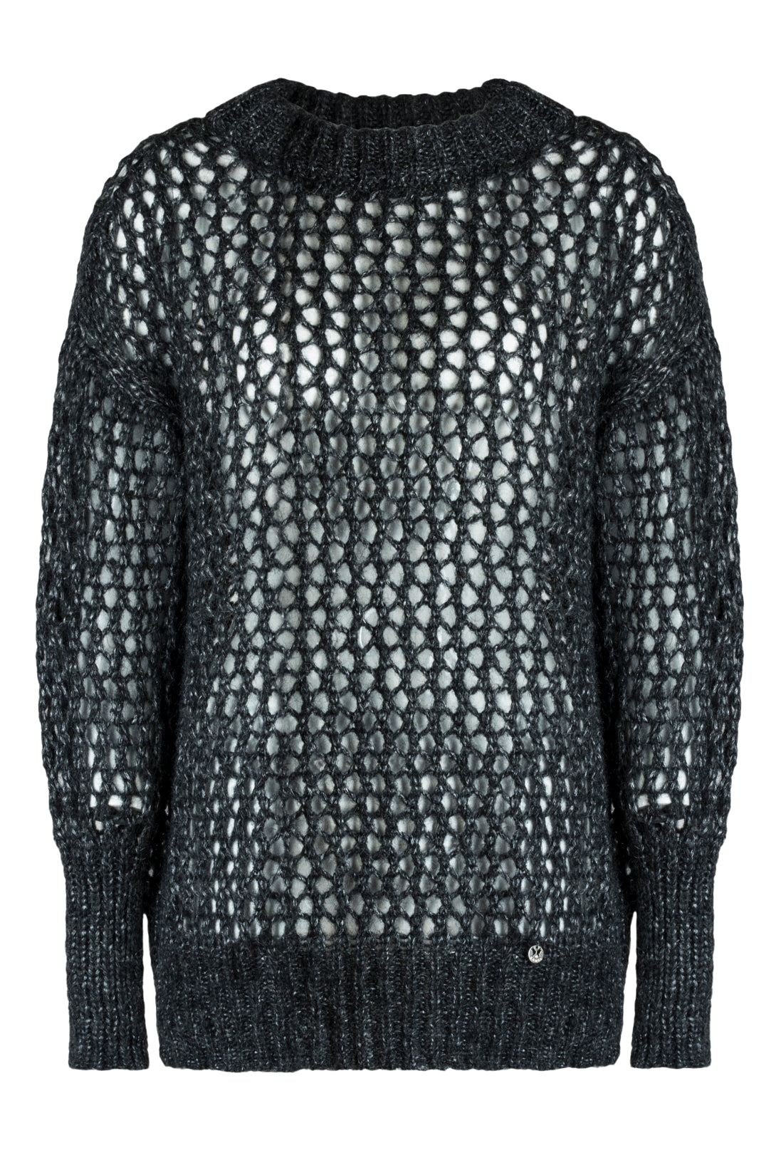 Sweter Damski, Model: Malika-Sweter, Kolor: grafitowy, Skład materiału: 32% Polyamid; 19% Poliester; 19% Merynos Wełna; 15% Wiskoza; 15% Kid Moher (Sweter Damski, zdjęcie 3)