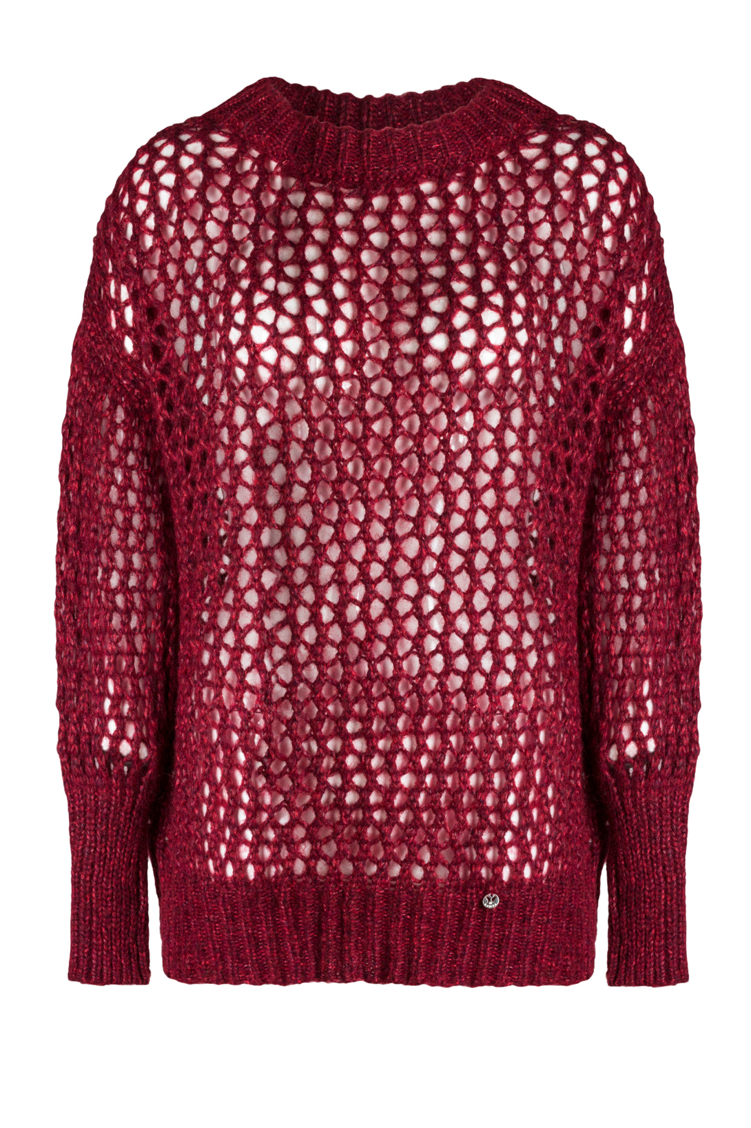 Sweter Damski, Model: Malika-Sweter, Kolor: burgundowy, Skład materiału: 32% Polyamid; 19% Poliester; 19% Merynos Wełna; 15% Wiskoza; 15% Kid Moher (Sweter Damski, zdjęcie 3)