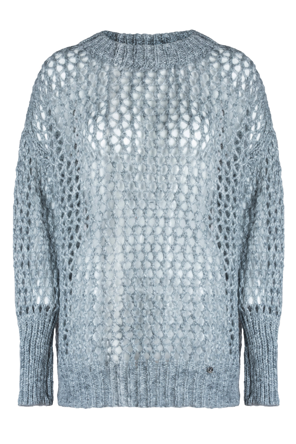 Sweter Damski, Model: Malika-Sweter, Kolor: szary, Skład materiału: 32% Polyamid; 19% Poliester; 19% Merynos Wełna; 15% Wiskoza; 15% Kid Moher (Sweter Damski, zdjęcie 3)