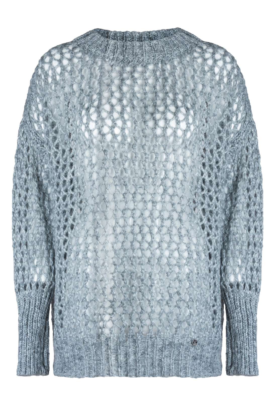 Sweter Damski, Model: Malika-Sweter, Kolor: szary, Skład materiału: 32% Polyamid; 19% Poliester; 19% Merynos Wełna; 15% Wiskoza; 15% Kid Moher (Sweter Damski, zdjęcie 3)