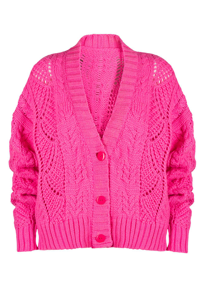 Kardigan Damski, Model: Kiara, Kolor: pink, Skład materiału: 60% Akryl; 30% Wełna; 10% Alpaka