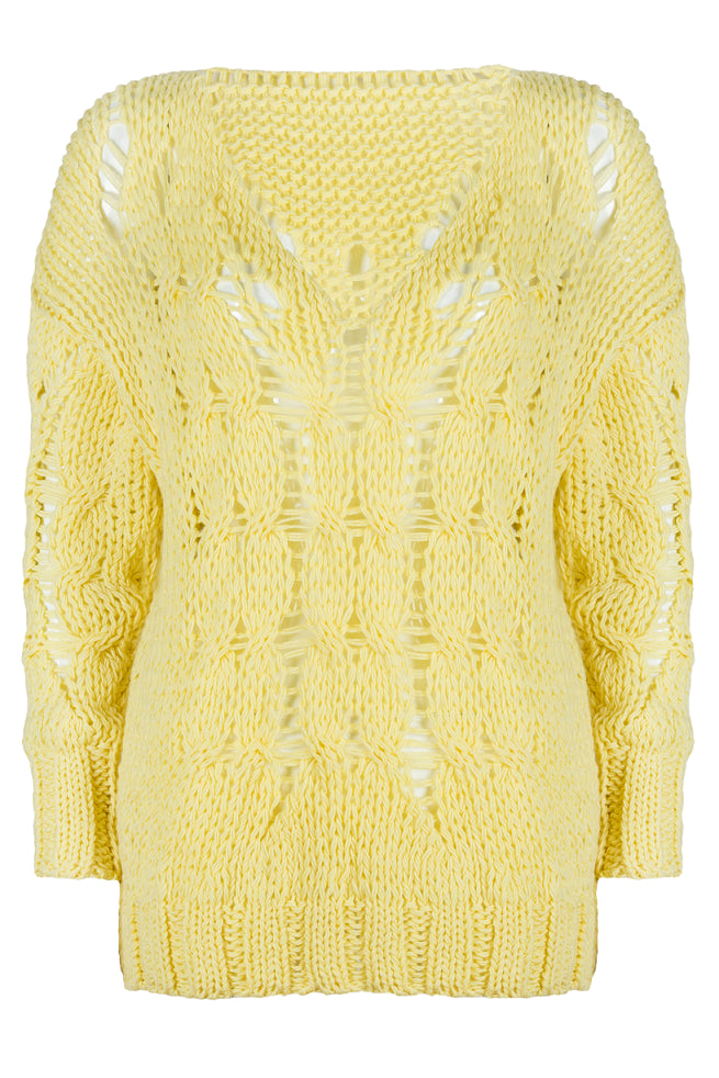 Sweter Damski, Model: Cleo, Kolor: żółty, Skład materiału: 100% Wełna (Sweter Damski, zdjęcie 3)