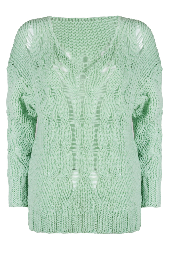 Sweter Damski, Model: Cleo, Kolor: pistacja, Skład materiału: 100% Wełna (Sweter Damski, zdjęcie 3)