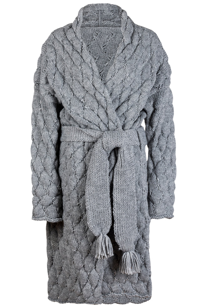 Kardigan Damski, Model: Bianka, Kolor: szary, Skład materiału: 58% Akryl; 30% Wełna; 10% Alpaka; 2% Poliester (Kardigan Damski, zdjęcie 3)