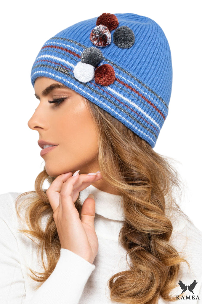 Czapka Damska, Model: Kolorado, Kolor: niebieski, Skład materiału: 80% Wełna; 20% Poliamid, Rozmiar: Uniwersalny (54-60)