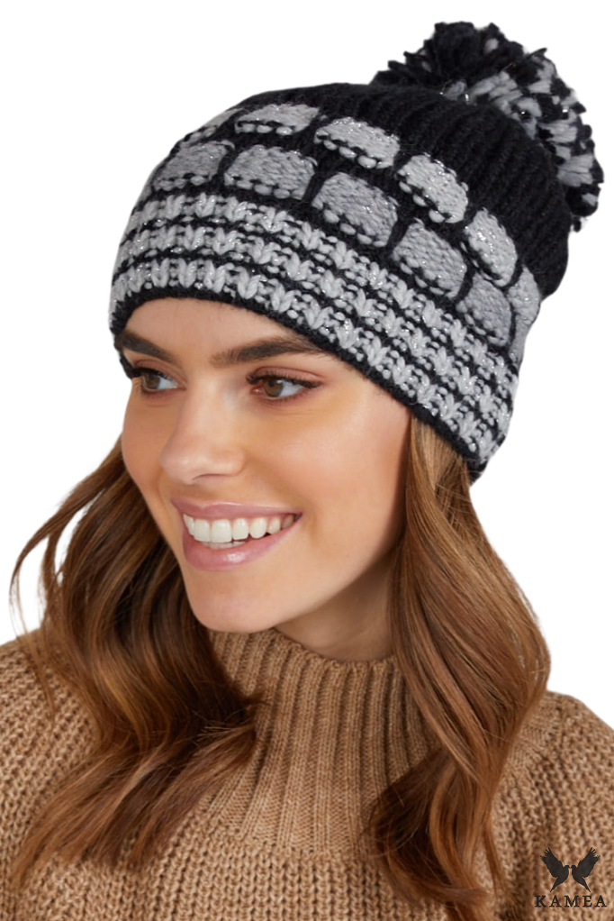 Czapki, Model: Amanda, Kolor: czarny, Skład materiału: 30% Wełna; 30% Akryl; 20% Alpaka; 20% Moher, Przeznaczenie: Jesień/Zima, Rozmiar: Uniwersalny (54-60)
