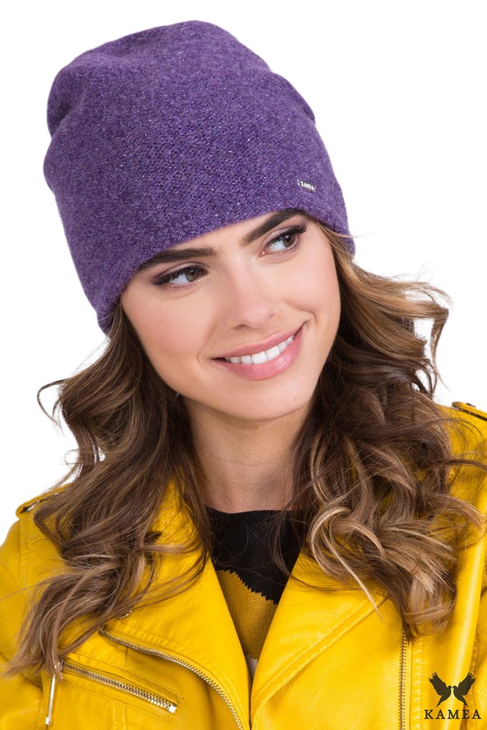 Czapki, Model: Libra, Kolor: fioletowy, Skład materiału: 40% Wełna; 29% Nylon; 24% Akryl;  5% Poliester;  2% Elastan, Rozmiar: Uniwersalny (54-60)