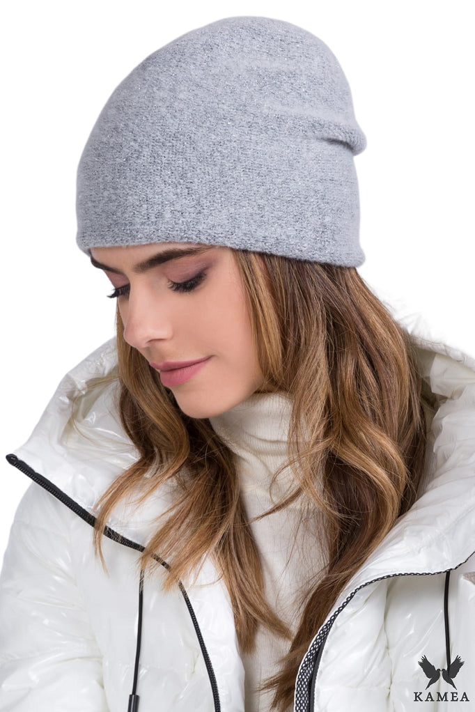 Czapka Damska, Model: Libra, Kolor: szary, Skład materiału: 40% Wełna; 29% Nylon; 24% Akryl;  5% Poliester;  2% Elastan, Rozmiar: Uniwersalny (54-60)