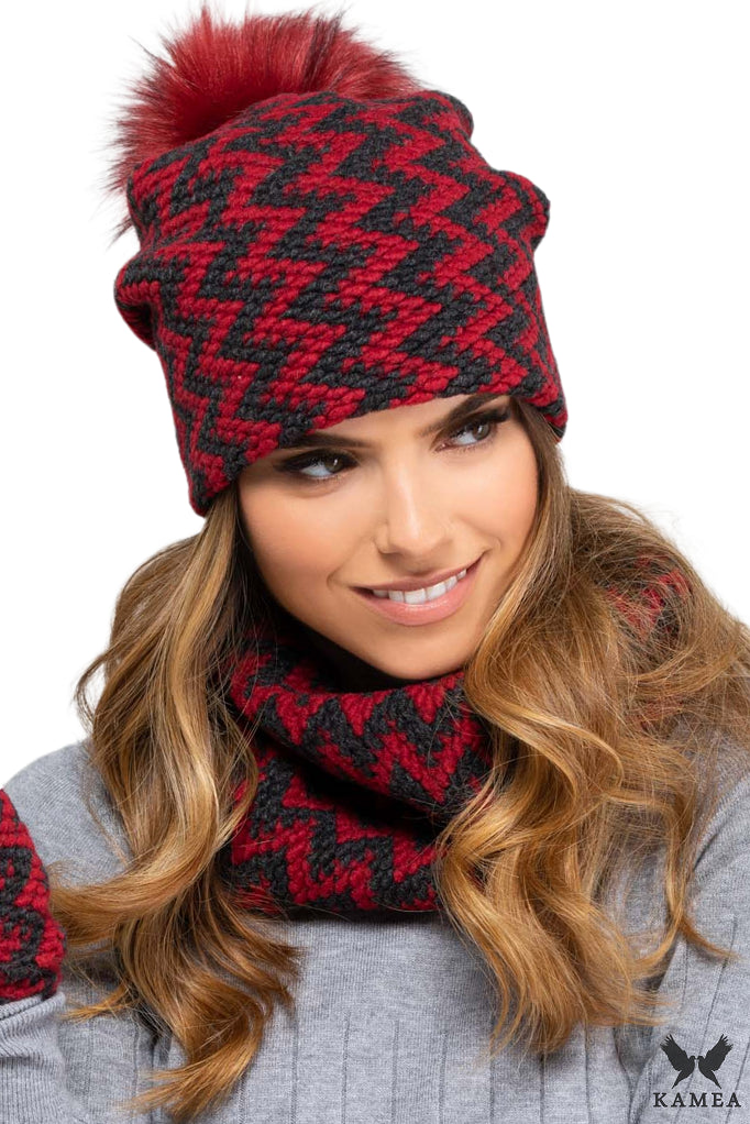 Czapki, Model: Madison-Ps, Kolor: czerwony, Skład materiału: 49% Wełna; 42% Poliester; 9% Akryl, Rozmiar: Uniwersalny (54-60)