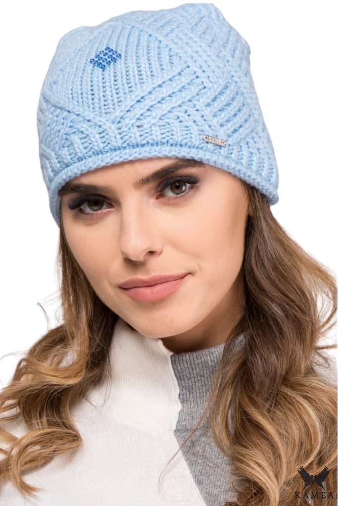 Czapka Damska, Model: Paula, Kolor: błękitny, Skład materiału: 40% Wełna; 40% Akryl; 20% Poliamid, Rozmiar: Uniwersalny (54-60)