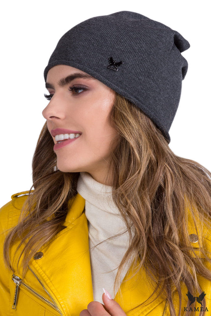 Czapki, Model: Talula, Kolor: grafitowy, Skład materiału: 95% Wiskoza; 5% Elastan, Rozmiar: Uniwersalny (54-60)