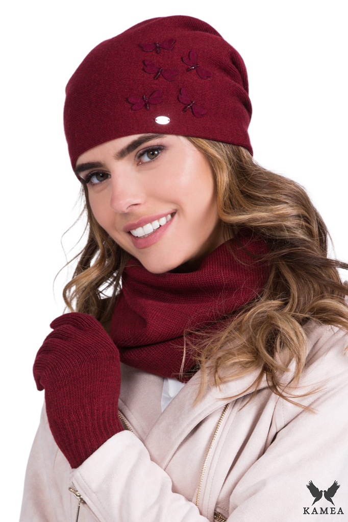 Dámská čepice, Model: Zira, Barva: bordó, Složení materiálu: 50% Akryl; 30% Vlna; 20% Polyamid, Velikost: Univerzální (54-60)