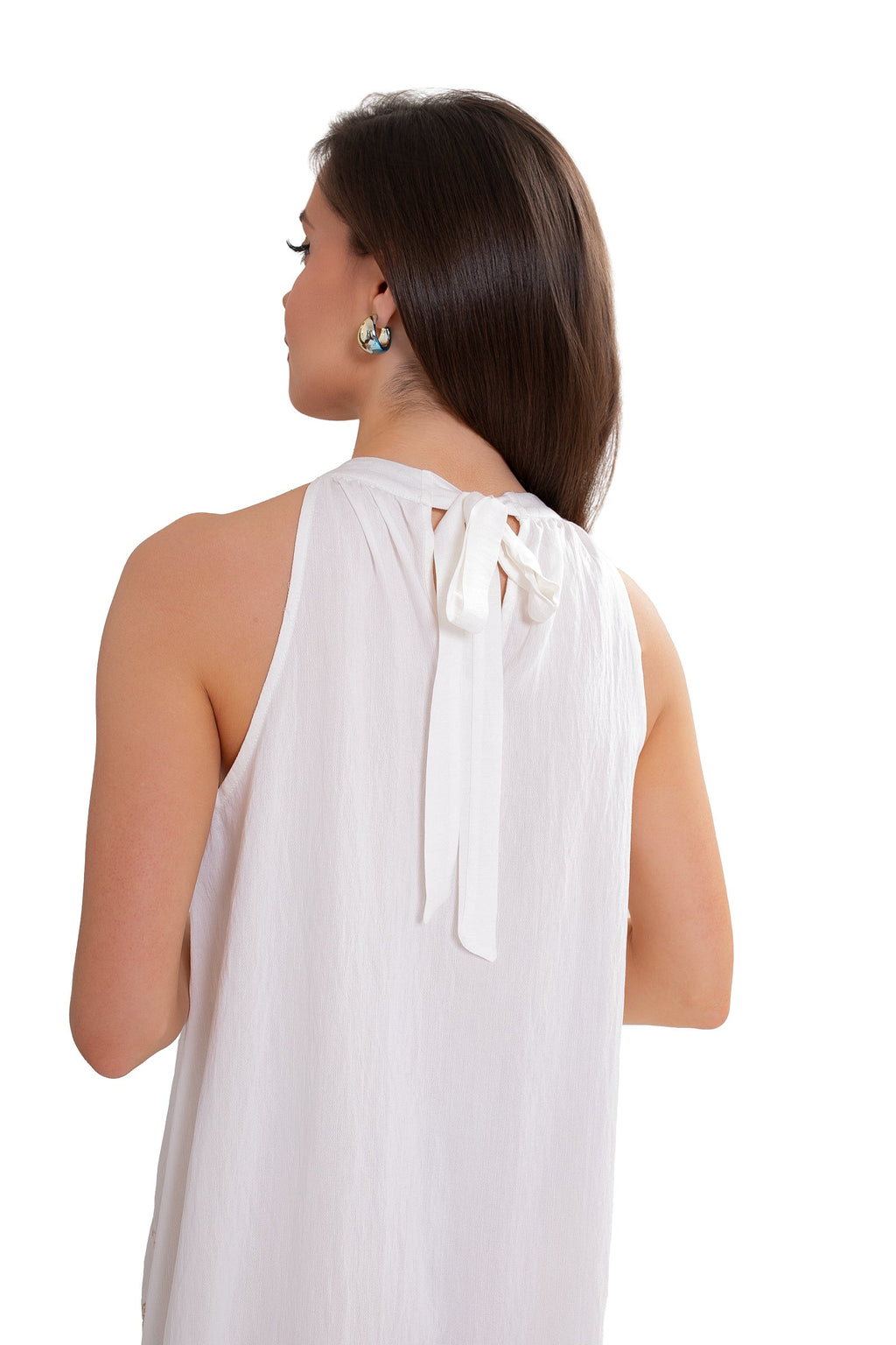 Elegancka sukienka letnia maxi z naturalnej bawełny z haftem i regulowanym dekoltem | Bastet | Spironik.pl
