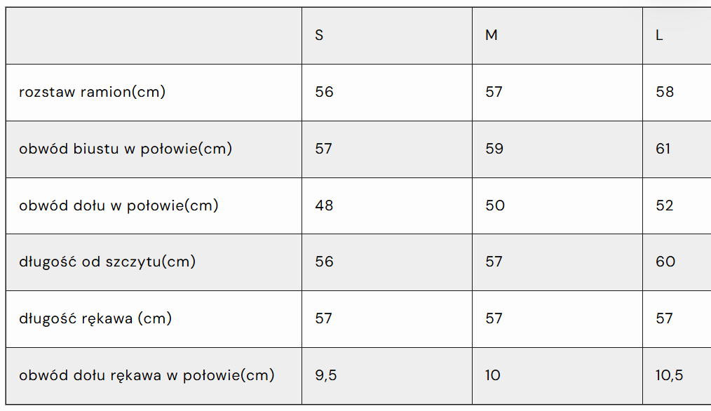 Size chart