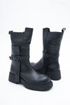 Wysokie buty ze skóry licowej z klamrą