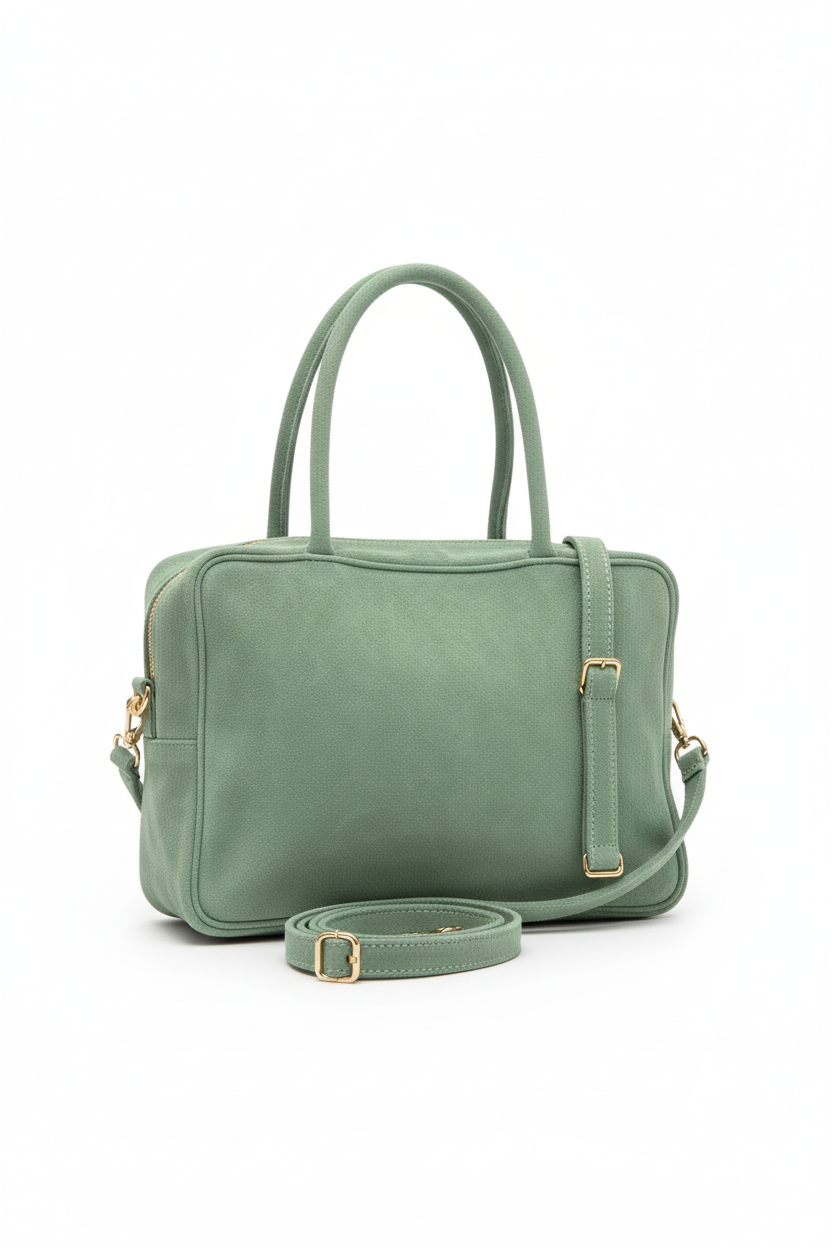 Torba zamszowa z subtelnymi złotymi okuciami, idealna na biznesowe spotkania | Bastet | Spironik.pl