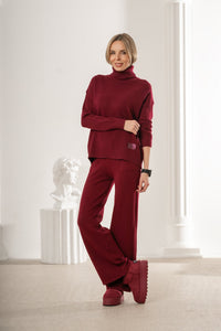 Turtleneck sweater set - Bastet by Agnieszka Włodarczyk. Burgundy color