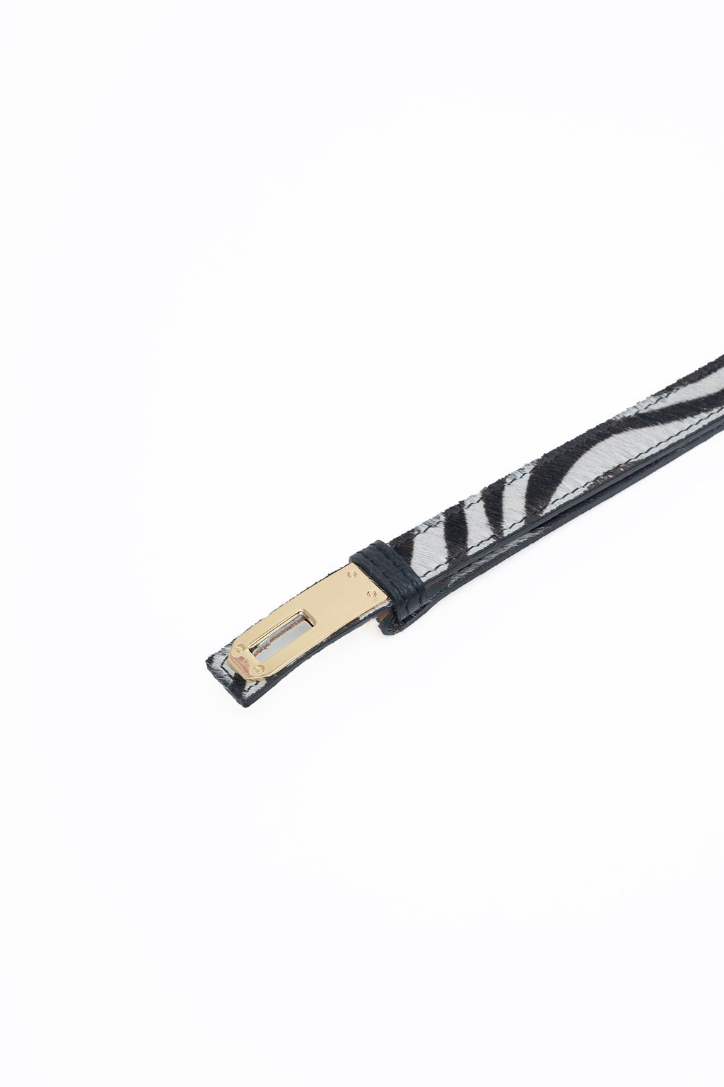 Pasek skórzany z włosiem, model Zebra, regulowany, zapinany na antyalergiczne zapięcie ze stali nierdzewnej | Bastet | Spironik.pl