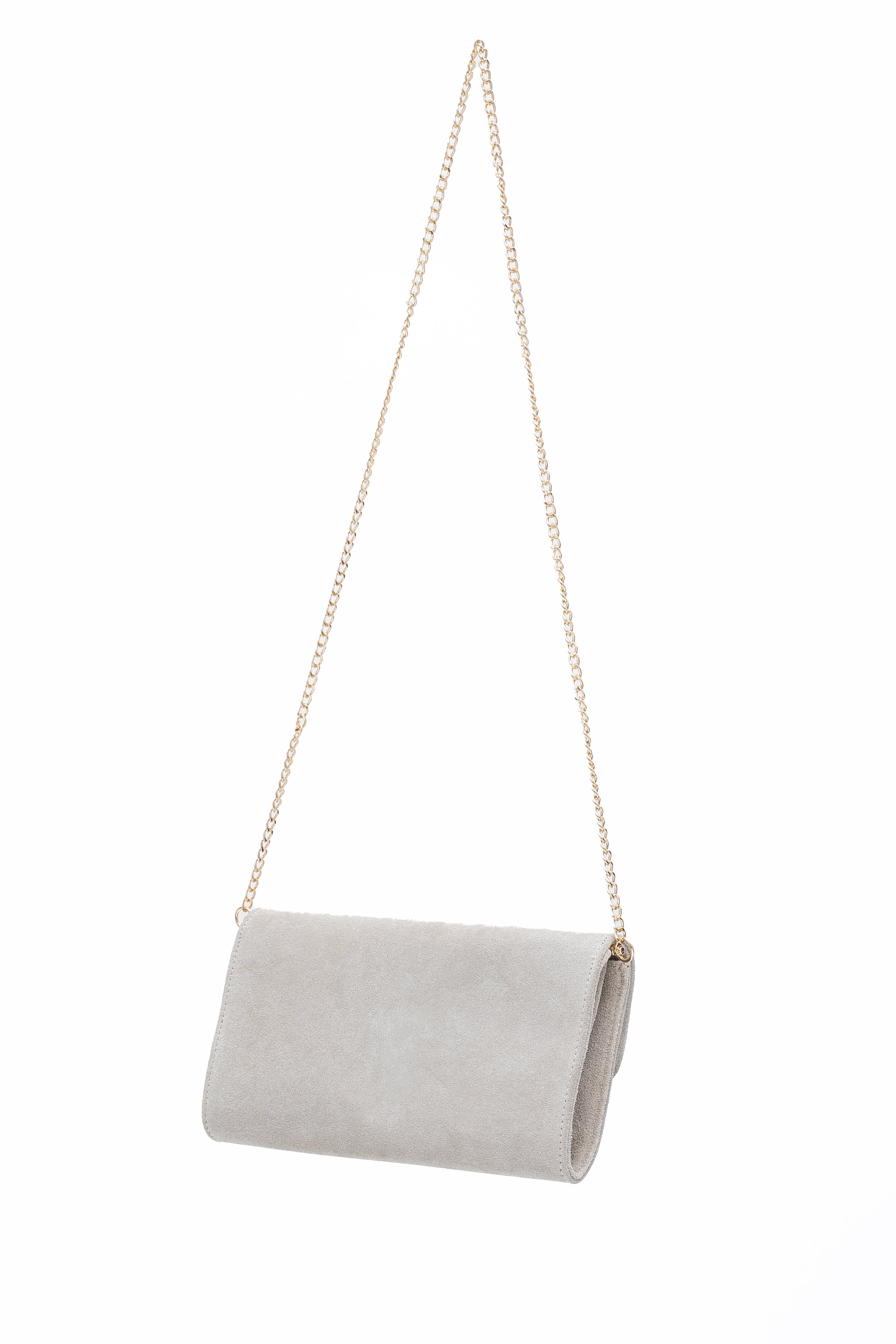 Beżowa torebka zamszowa z bambusowym zapięciem, doskonała na każdą okazję | Bastet | Spironik.pl