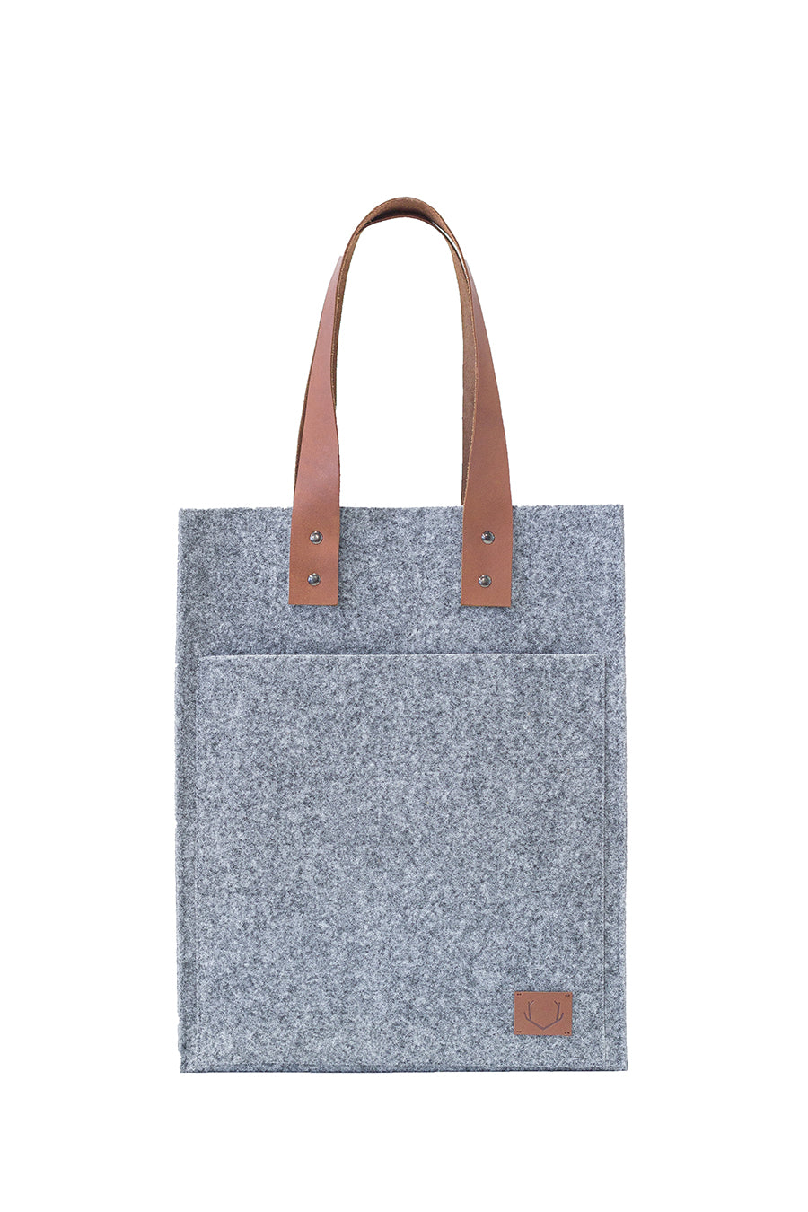 Shopper bag szara eco filc, klasyczna minimalistyczna forma