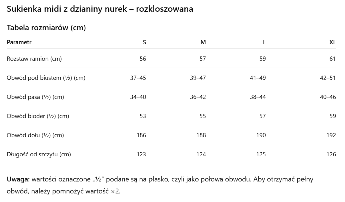 Tabela rozmiarów