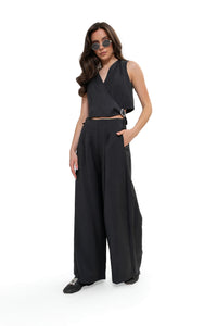 Elegant Women's Vest with a Buckle - Formal Wear for Work. Graphite Color
